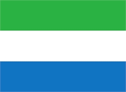[ai] Flag of Sierra Leone featuring three horizontal stripes: green at the top, white in the middle, and blue at the bottom.